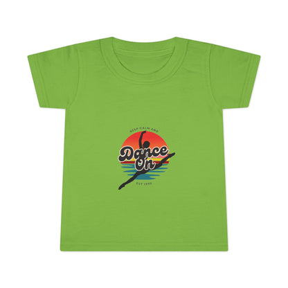 "Keep Calm and Dance On" Toddler Dance T-Shirt – Retro Graphic Short Sleeve Tee for Kids
