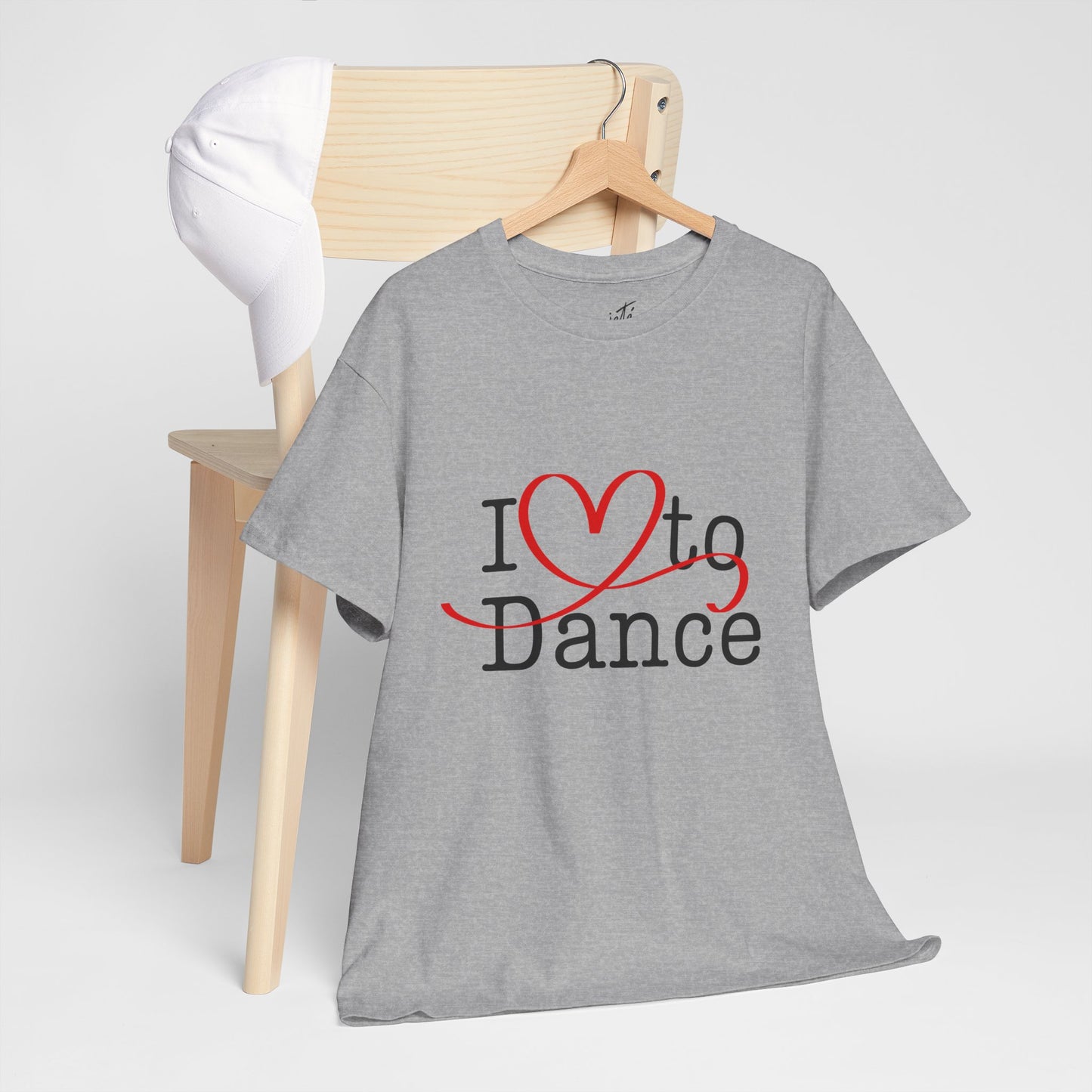 "I Love to Dance" Unisex Heavy Cotton Tee – Hand-Drawn Heart Graphic Dance Lover T-Shirt