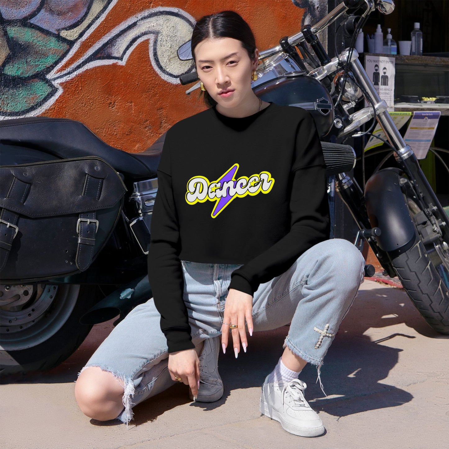 "Dancer" Women’s Cropped Dance Sweatshirt – Superhero-Inspired Graphic | Bold Dance Apparel for Strong, Empowered Movers