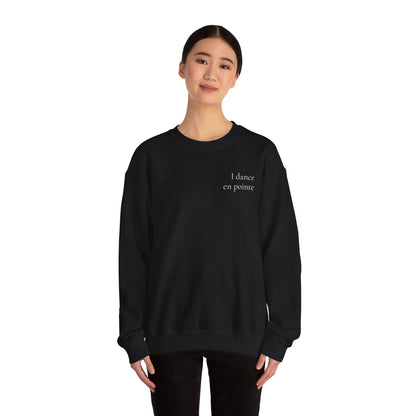 “I Dance en Pointe” - Optional Personalized Sleeve - Ballet Unisex Heavy Blend™ Crewneck Sweatshirt with Front and Back Print