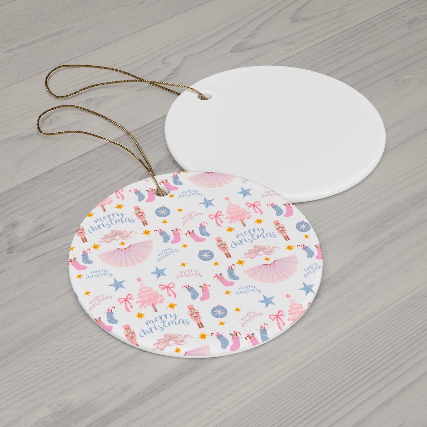 Soft "Nutcracker Ballet" Ceramic Ornament – Pastel Christmas Tree Decoration with Whimsical Holiday Ballet Design (Ceramic Keepsake for Dancers & Nutcracker Lovers)