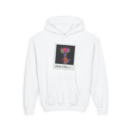 "Shake It Like a..." Youth Hooded Sweatshirt – Carnival-Inspired Samba Dancer Graphic Fleece Hoodie for Kids and Teens