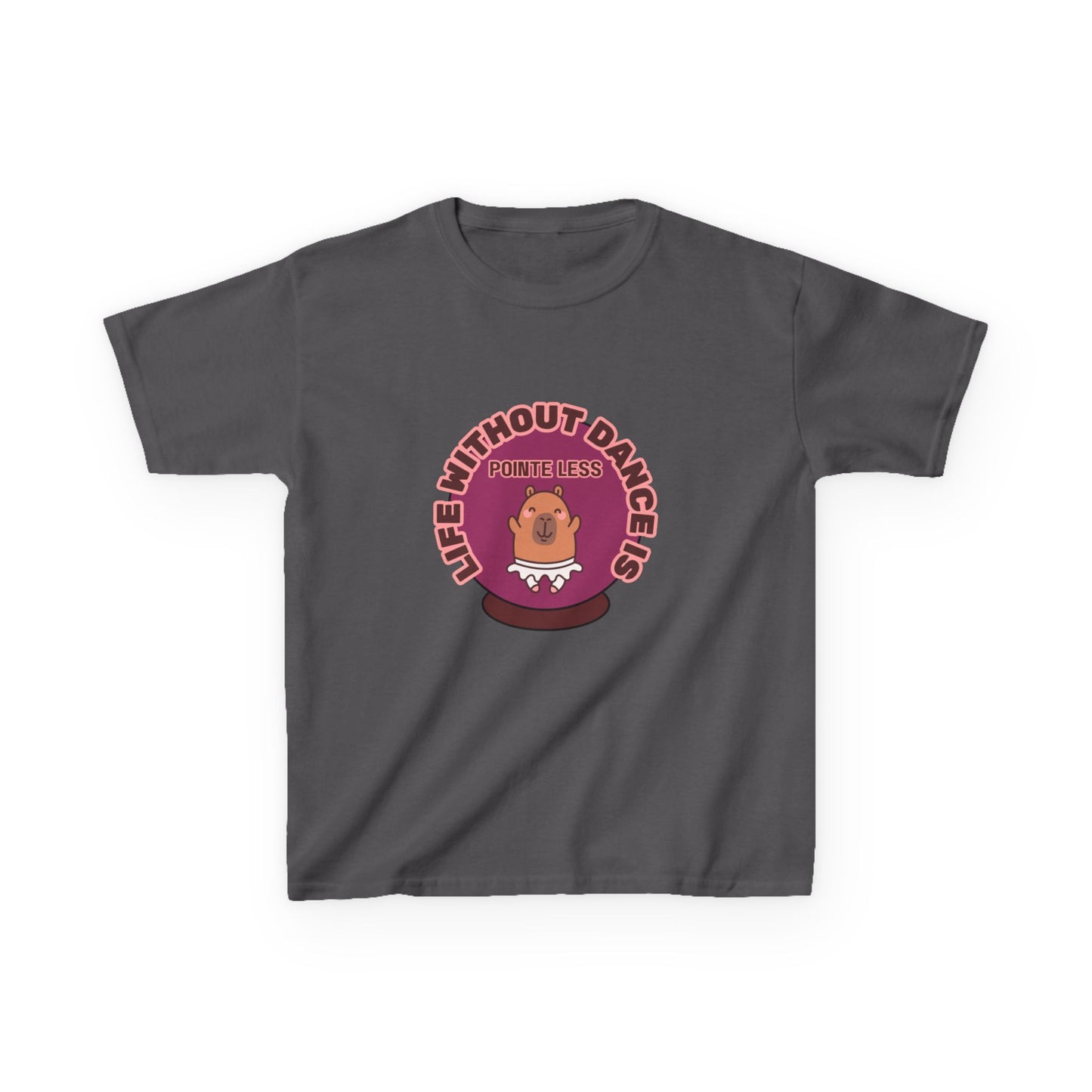 "Life Without Dance Is Pointeless" Youth Dance T-Shirt – Cute Capybara Ballerina Graphic Tee for Kids