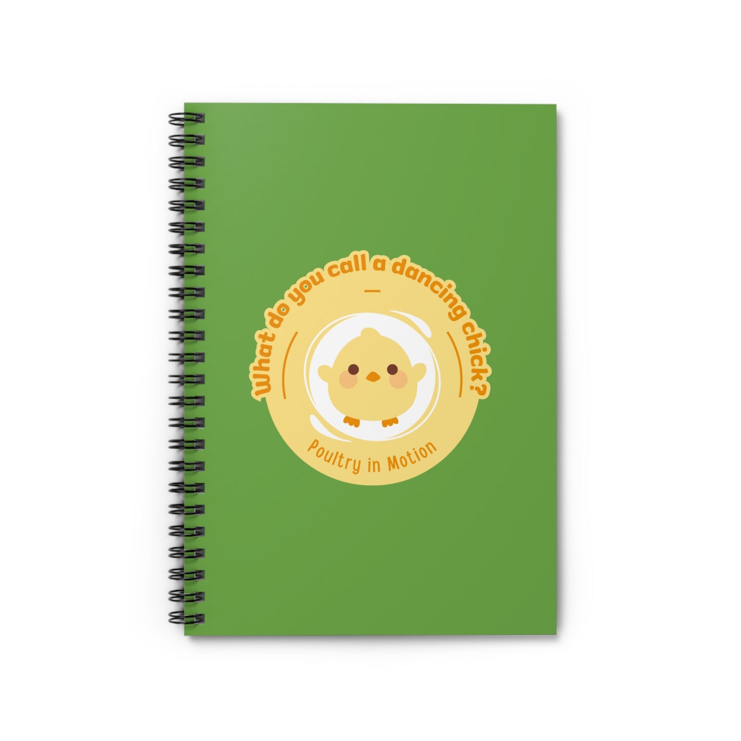 "Poultry in Motion" Spiral Notebook – Funny Dance Pun Journal with Cute Chicken Graphic for Dancers, Writers & Pun Lovers
