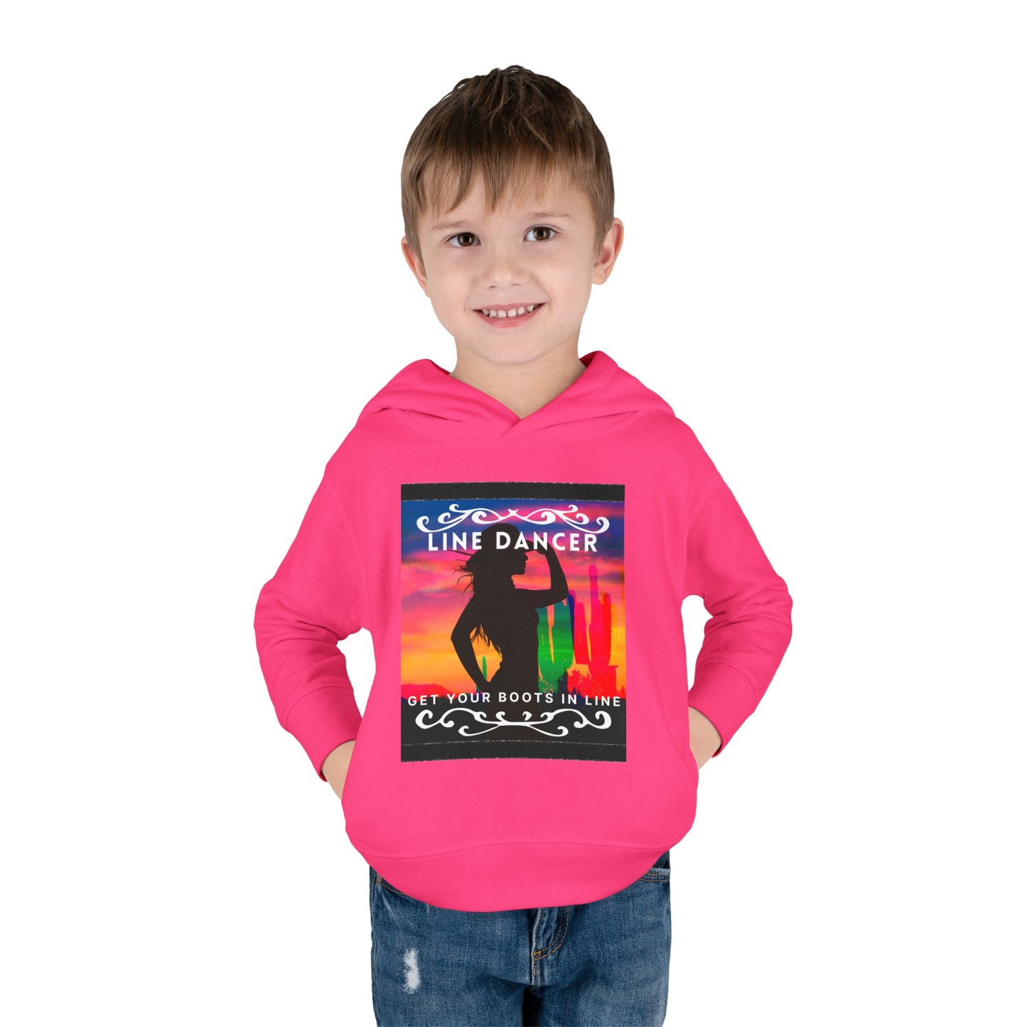 "Line Dancer, Get Your Boots in Line" Streetwear Dance Graphic – Toddler Pullover Hoodie