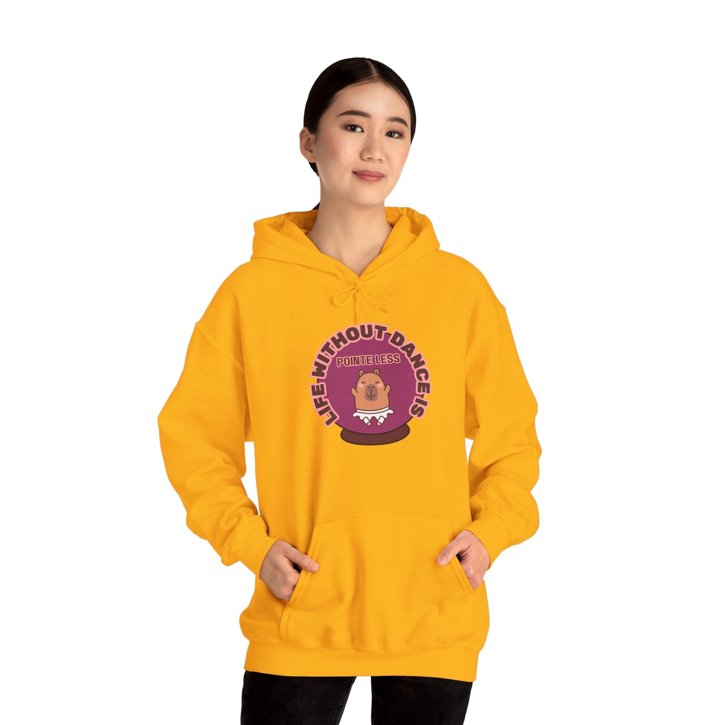 “Life Without Dance is Pointeless" Unisex Heavy Blend Hooded Sweatshirt – Cute Capybara Graphic Hoodie for Adults and Teens