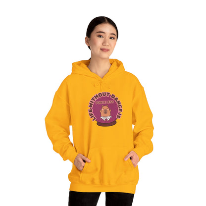 “Life Without Dance is Pointeless" Unisex Heavy Blend Hooded Sweatshirt – Cute Capybara Graphic Hoodie for Adults and Teens