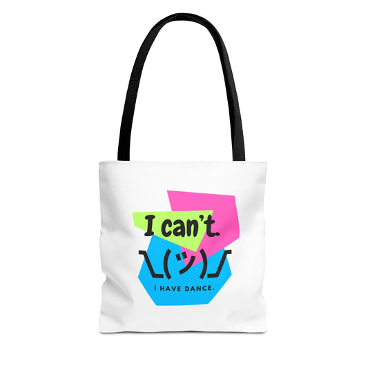 "I Can't. I Have Dance." – 80s Retro Emoji Canvas Tote Bag for Dancers | Funny Dance Quote Reusable Shoulder Bag