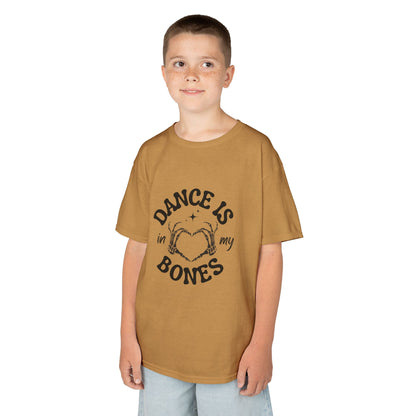 “Dance Is in My Bones” Halloween Dance T-Shirt with Cute Skeleton Heart Graphic - Kids Heavy Cotton™ Tee