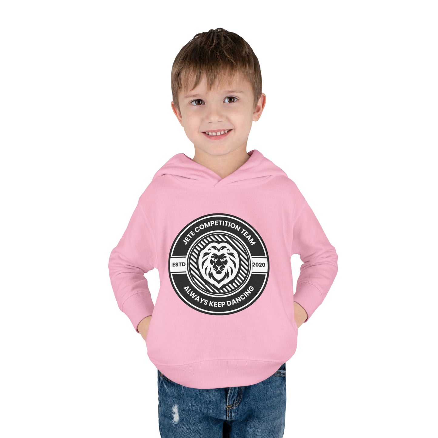 “Jeté Competition Team: Always Keep Dancing” Toddler Pullover Fleece Hoodie – Collegiate Dance Graphic |  Sweatshirt for Kids