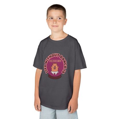 "Life Without Dance Is Pointeless" Youth Dance T-Shirt – Cute Capybara Ballerina Graphic Tee for Kids
