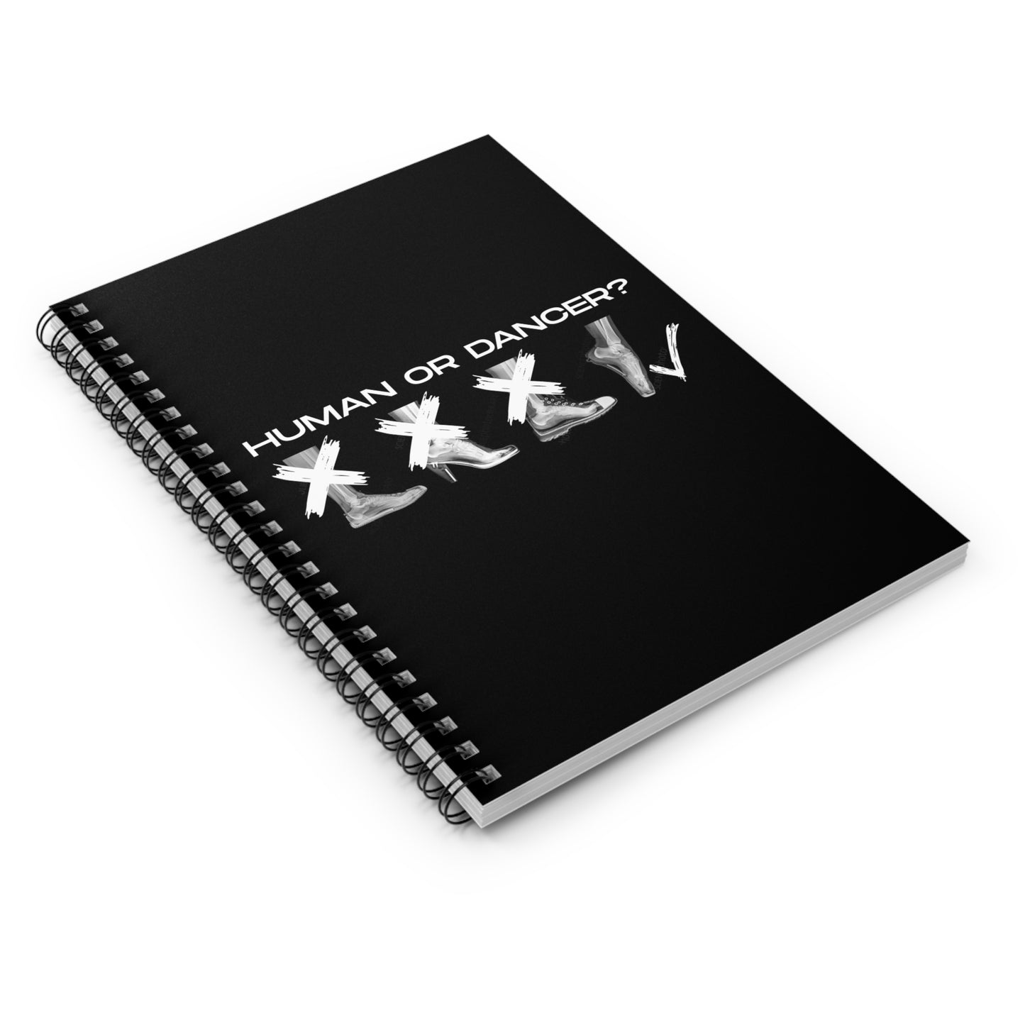 “Human or Dancer” Spiral Notebook with Cute X-Ray Ballet Feet Graphic – Personalized Dance Notebook with Custom Name or Studio Option