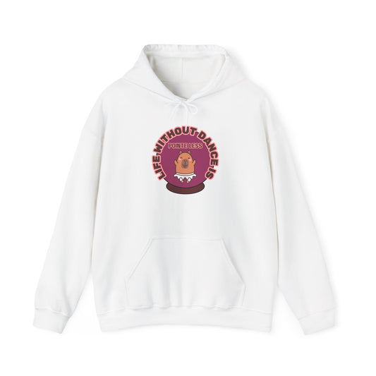 “Life Without Dance is Pointeless" Unisex Heavy Blend Hooded Sweatshirt – Cute Capybara Graphic Hoodie for Adults and Teens