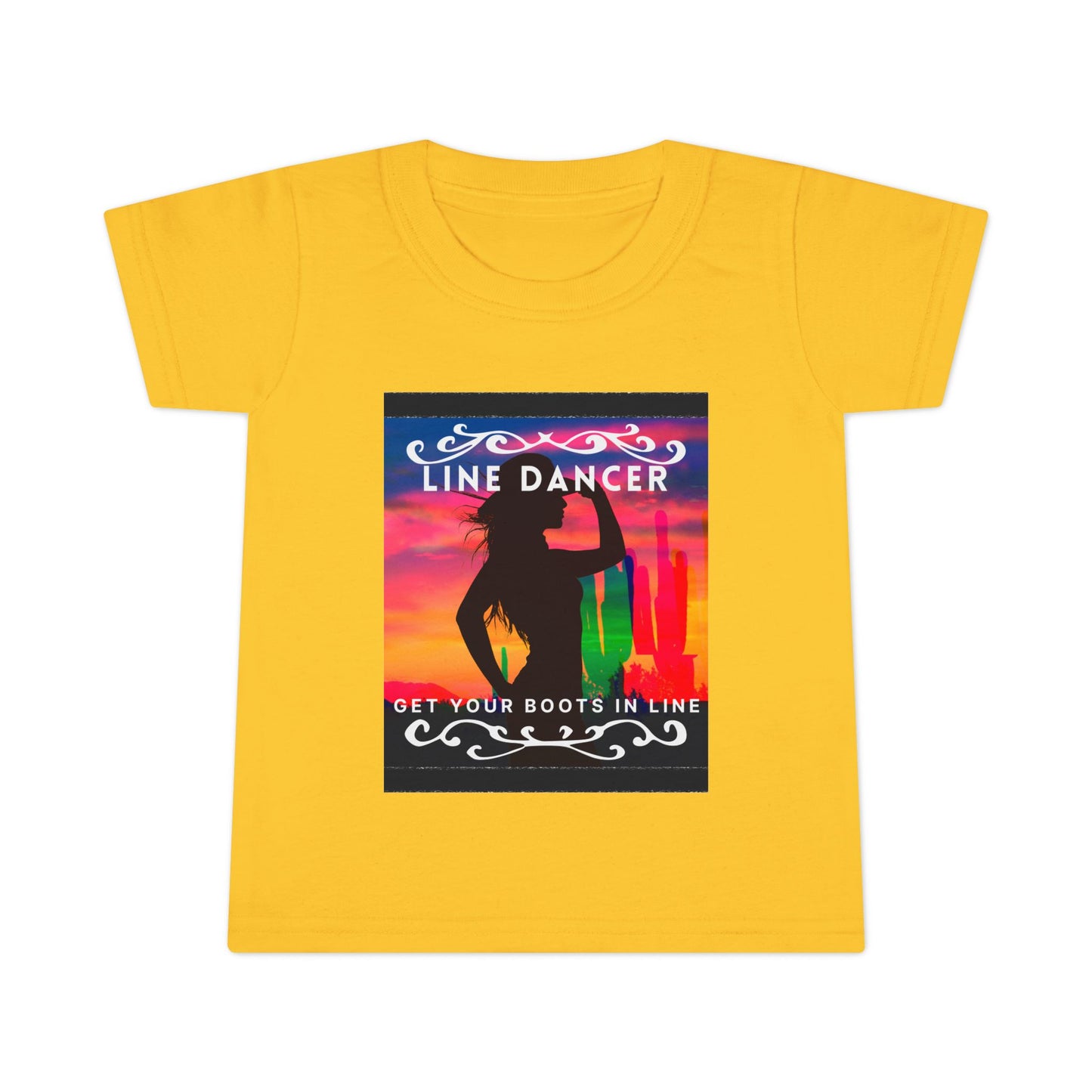 "Line Dancer – Get Your Boots in Line" Toddler Dance T-Shirt – Western-Inspired Short Sleeve Tee for Kids