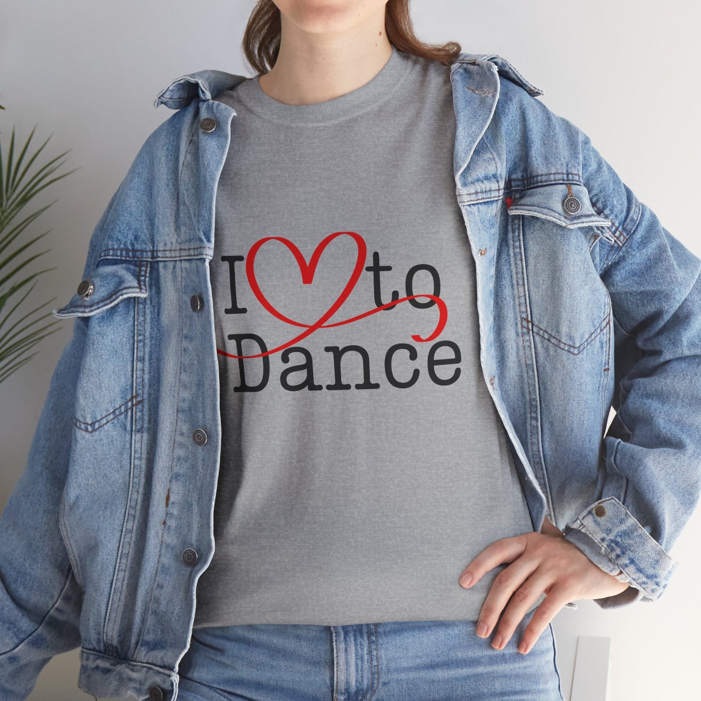 "I Love to Dance" Unisex Heavy Cotton Tee – Hand-Drawn Heart Graphic Dance Lover T-Shirt