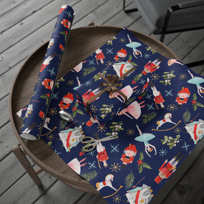 "Nutcracker Ballet" Christmas Wrapping Paper – Festive Holiday Gift Wrap with Classic Ballet Dancers & Christmas Scene Design, Perfect for Dance Lovers and Studios