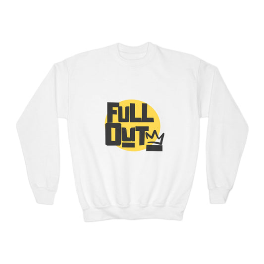 "Full Out" Youth Crewneck Sweatshirt – Bold Streetwear-Inspired Dance Graphic Pullover for Kids and Teens