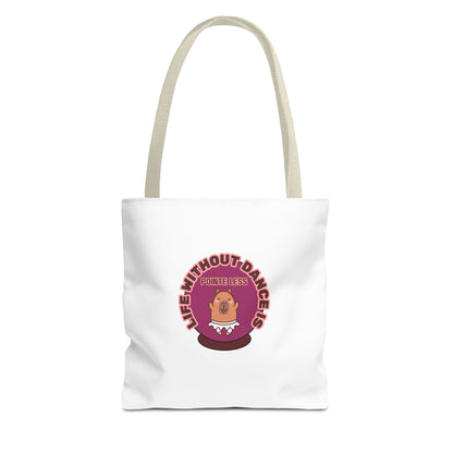 "Life Without Dance Is Pointeless" Capybara Canvas Tote Bag – Funny Dance Pun Tote for Dancers & Animal Lovers