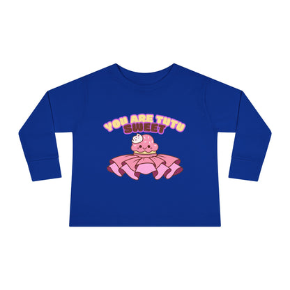 "You Are Tutu Sweet" Toddler Dance T-Shirt – Kawaii Cupcake in Tutu Graphic Long Sleeve Tee for Kids