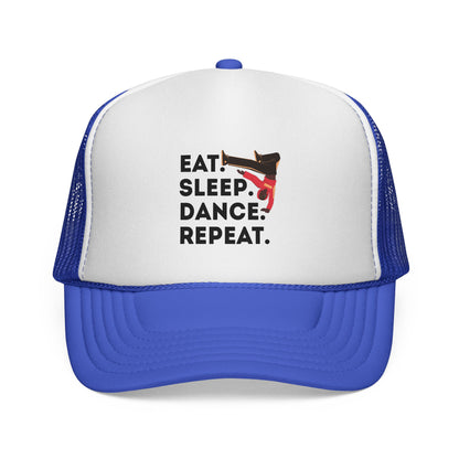 "Eat Sleep Dance Repeat" Trucker Hat – B-Boy Breakdance Graphic Cap for Dancers | Unisex Streetwear Dance Hat