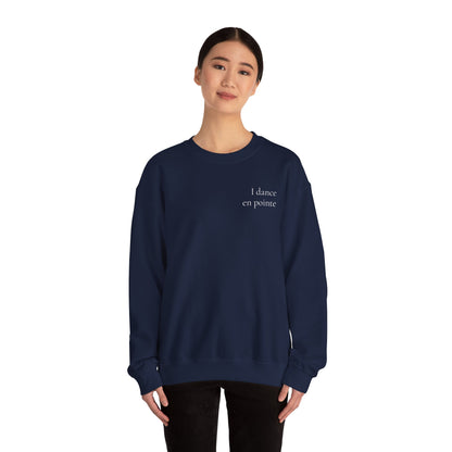 “I Dance en Pointe” - Optional Personalized Sleeve - Ballet Unisex Heavy Blend™ Crewneck Sweatshirt with Front and Back Print