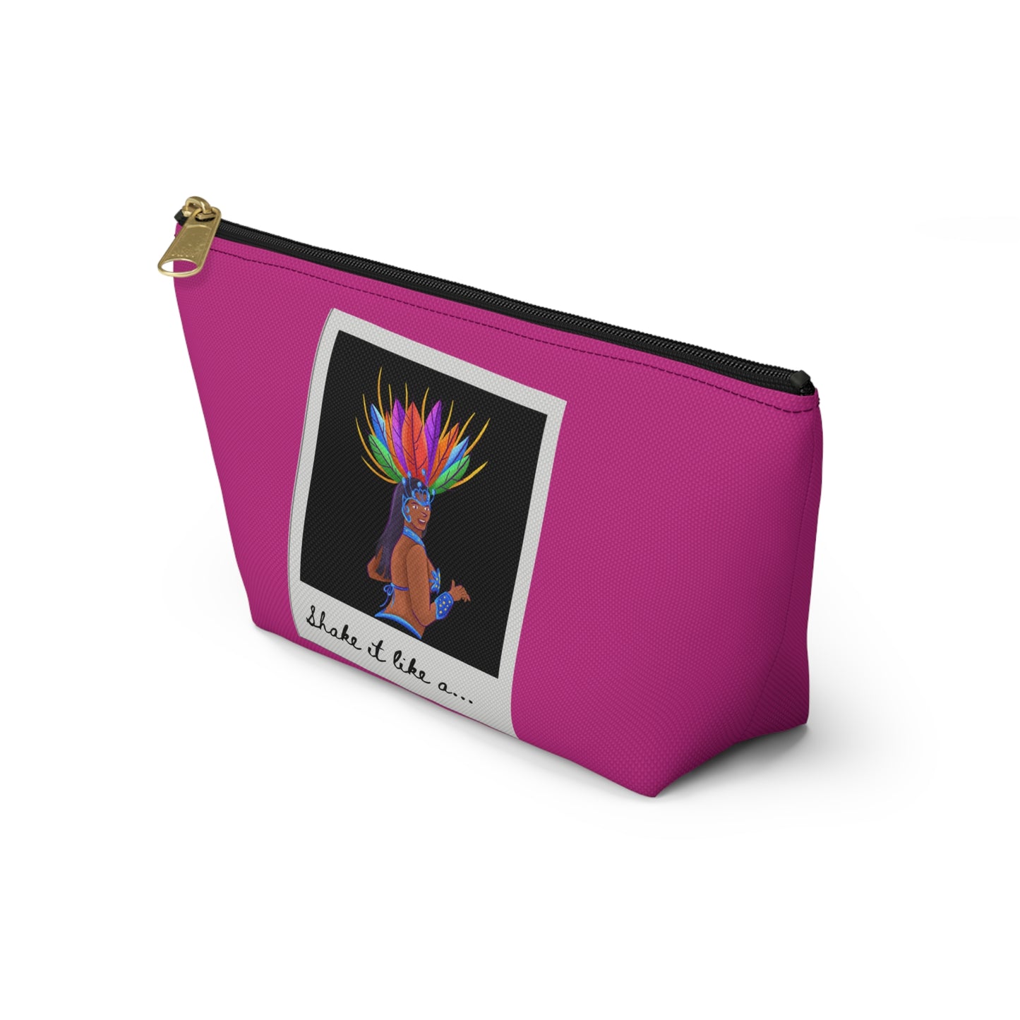 "Shake It Like a..." Makeup Bag – Carnival-Inspired Samba Dancer Graphic – Fun Dance-Themed Zipper Pouch for Cosmetics, Travel & Accessories