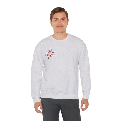 “5-eee and a 6-eee and a Ho, Ho, Ho”  ADULT SWEATSHIRT Unisex Heavy Blend Crewneck with Playful Dancing Santa Front & Back – Festive Christmas Dance Sweatshirt for Dancers & Studios