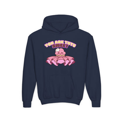 "You Are Tutu Sweet" Youth Hooded Sweatshirt – Kawaii Cupcake in Tutu Dance Graphic Hoodie for Kids and Teens