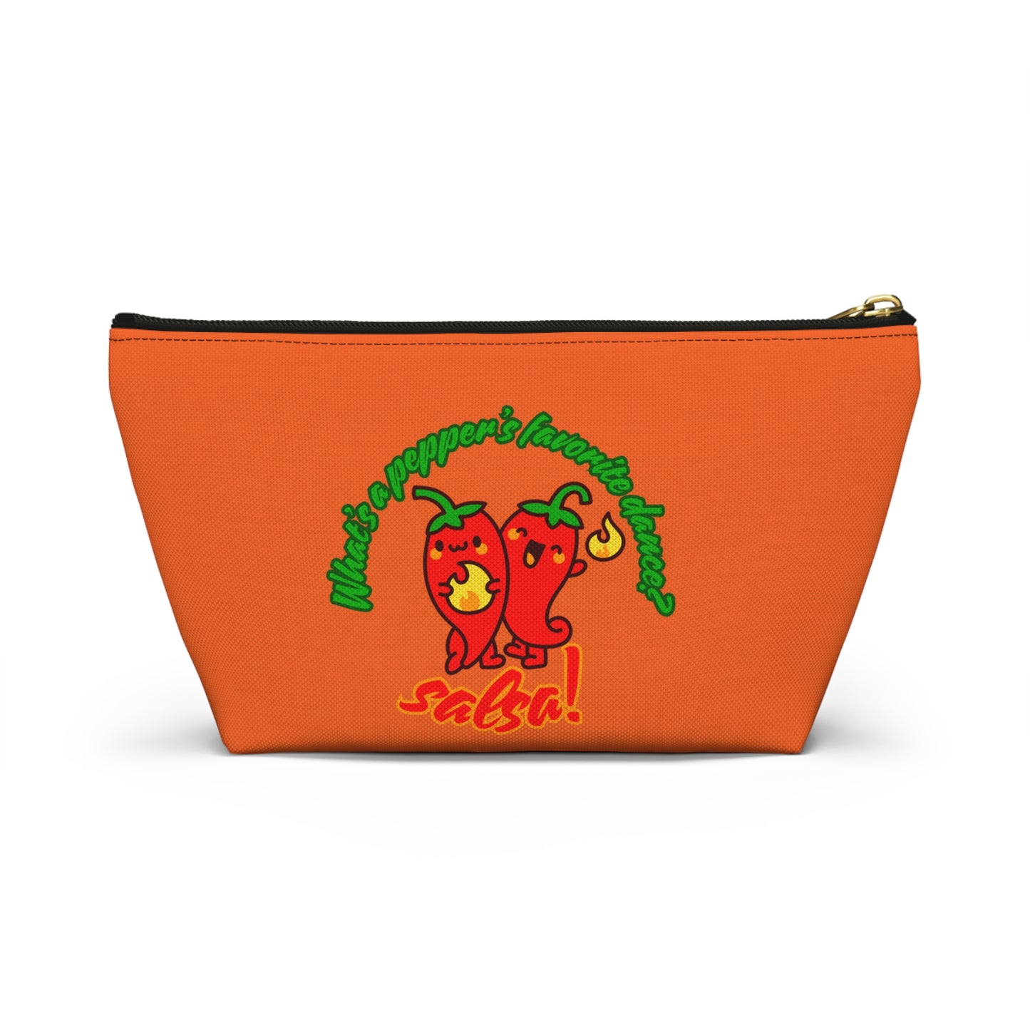 "What’s a Pepper’s Favorite Dance? Salsa!" Makeup Bag – Funny Dance Pun with Colorful Pepper Graphic – Cute Zipper Pouch for Cosmetics, Accessories & Gifts