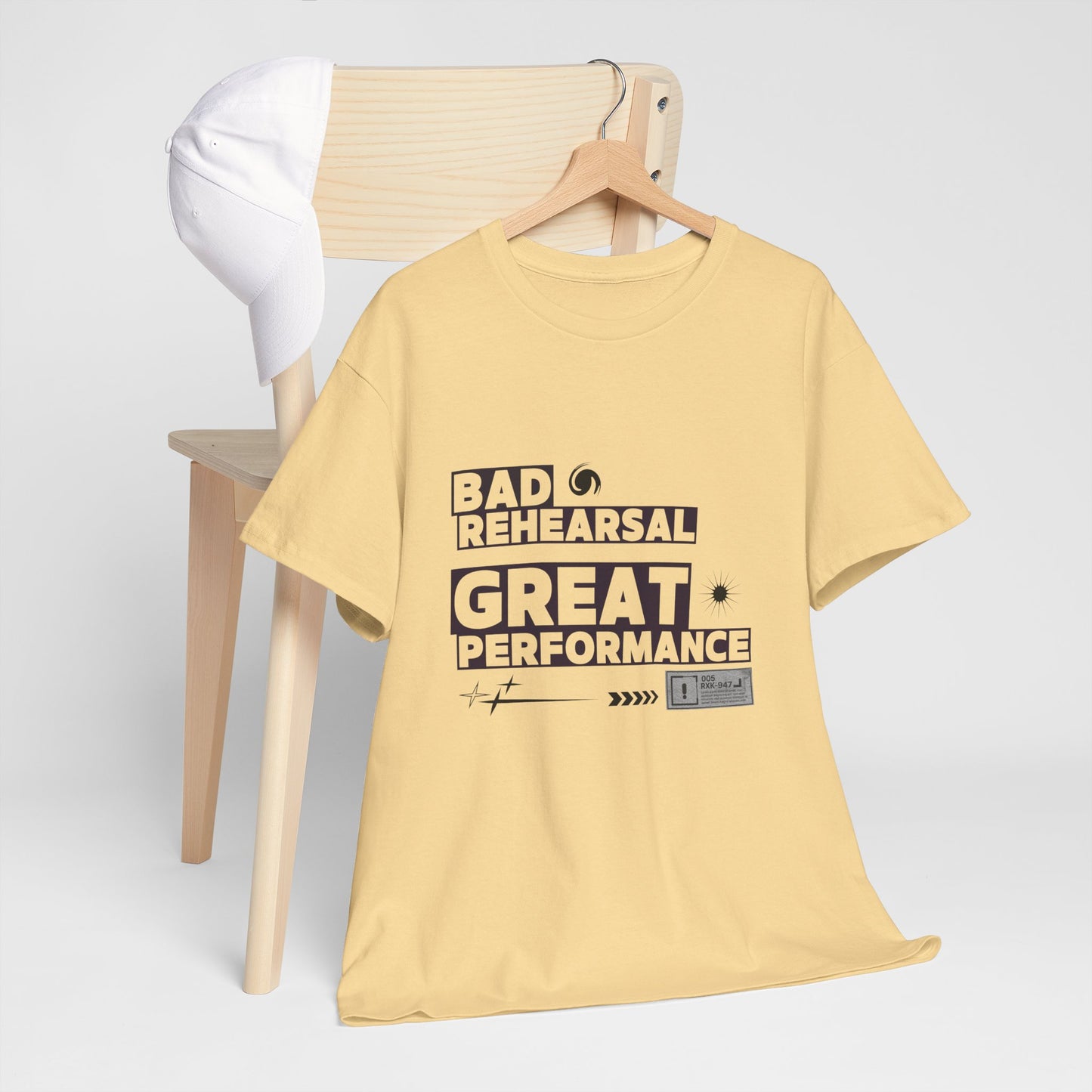 "Bad Rehearsal, Great Performance" Dance Quote Tee – Unisex Heavy Cotton T-Shirt with Streetwear-Inspired Graphic for Dancers