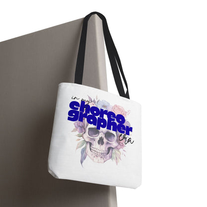 In My Choreographer Era Tote Bag with Colored Handles – Pastel Floral Skull Dance-Inspired Carryall