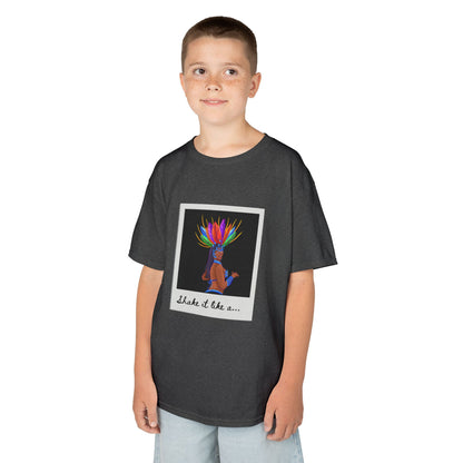 "Shake It Like a..." Youth Short Sleeve Tee – Carnival-Inspired Samba Dancer Graphic Dance Shirt for Kids