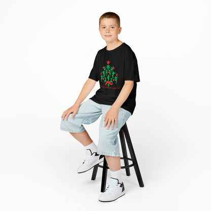 "Christmas Tree Dancer Silhouette" YOUTH TEE Short Sleeve – Festive Ballet & Dance Holiday Tee for Dancers, Teachers, and Studios