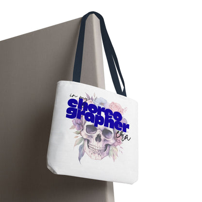 In My Choreographer Era Tote Bag with Colored Handles – Pastel Floral Skull Dance-Inspired Carryall