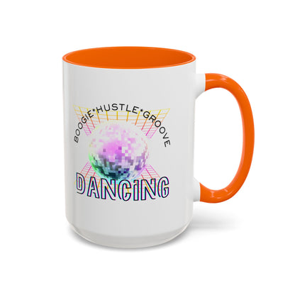 "Boogie, Hustle, Groove - Dancing" Disco Accent Coffee Mug – Fun Retro Dance Gift for Coffee Lovers
