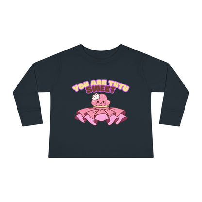 "You Are Tutu Sweet" Toddler Dance T-Shirt – Kawaii Cupcake in Tutu Graphic Long Sleeve Tee for Kids