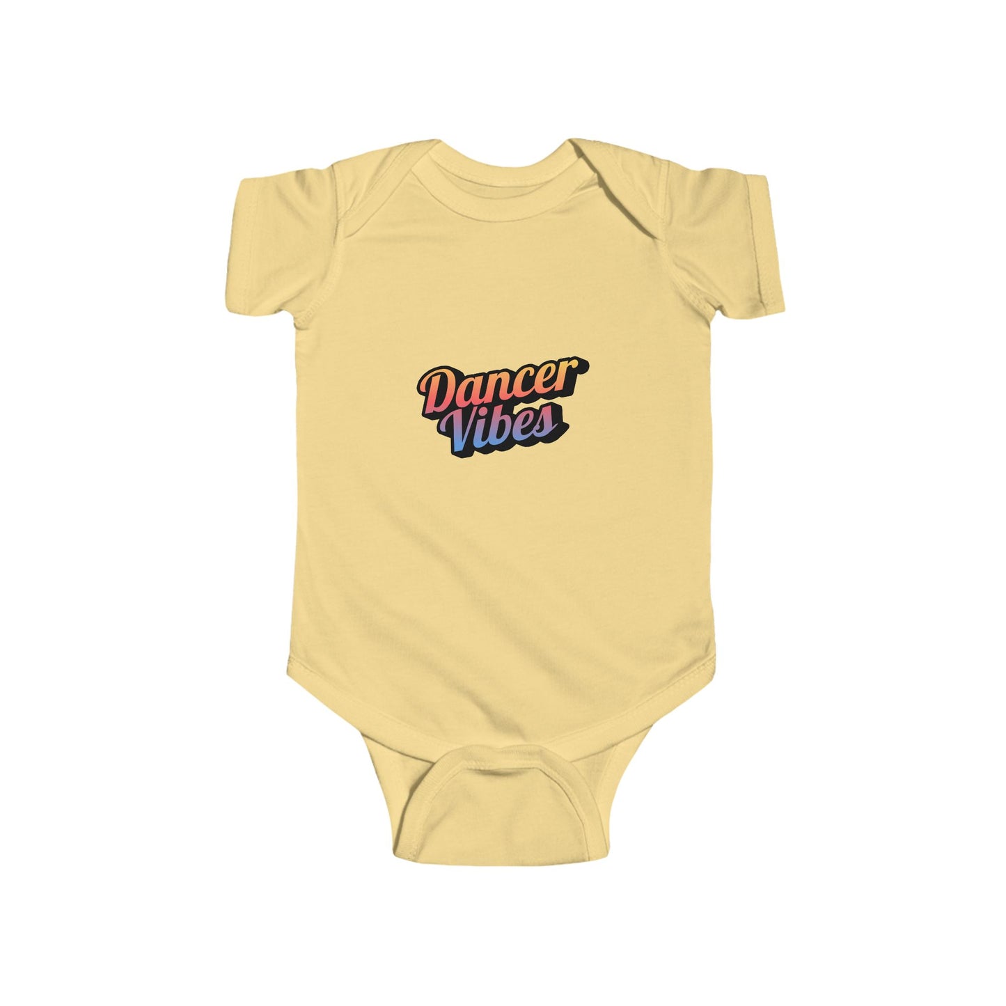 "Dancer Vibes" Infant Short Sleeve Bodysuit – Colorful Text Graphic Baby Dance Outfit for Jeté Shop