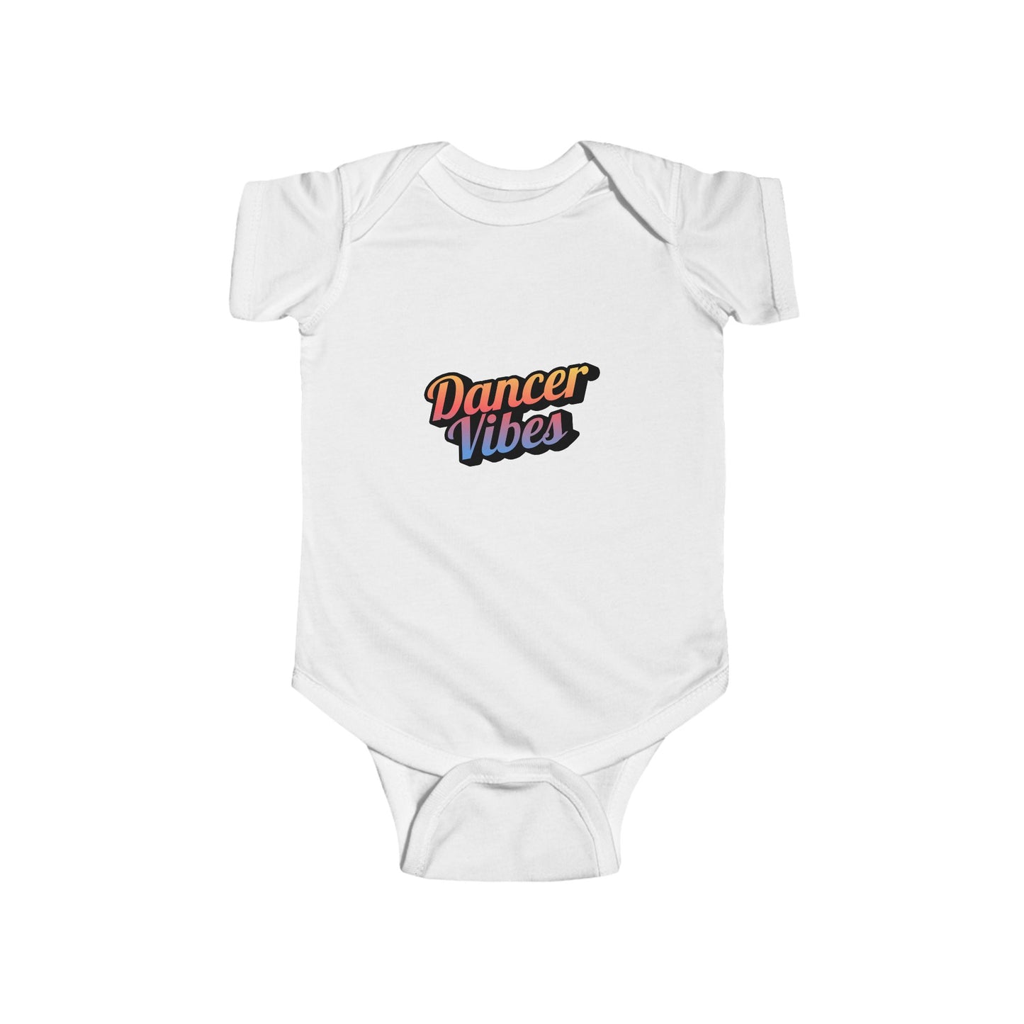 "Dancer Vibes" Infant Short Sleeve Bodysuit – Colorful Text Graphic Baby Dance Outfit for Jeté Shop