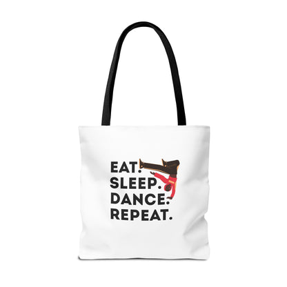 "Eat Sleep Dance Repeat" B-Boy Canvas Tote Bag – Hip-Hop Dancer Graphic Dance Tote for Everyday Use