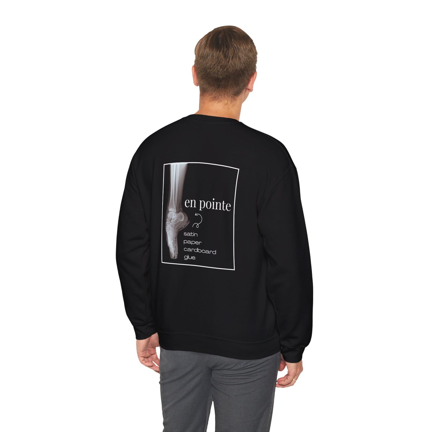 “I Dance en Pointe” - Optional Personalized Sleeve - Ballet Unisex Heavy Blend™ Crewneck Sweatshirt with Front and Back Print