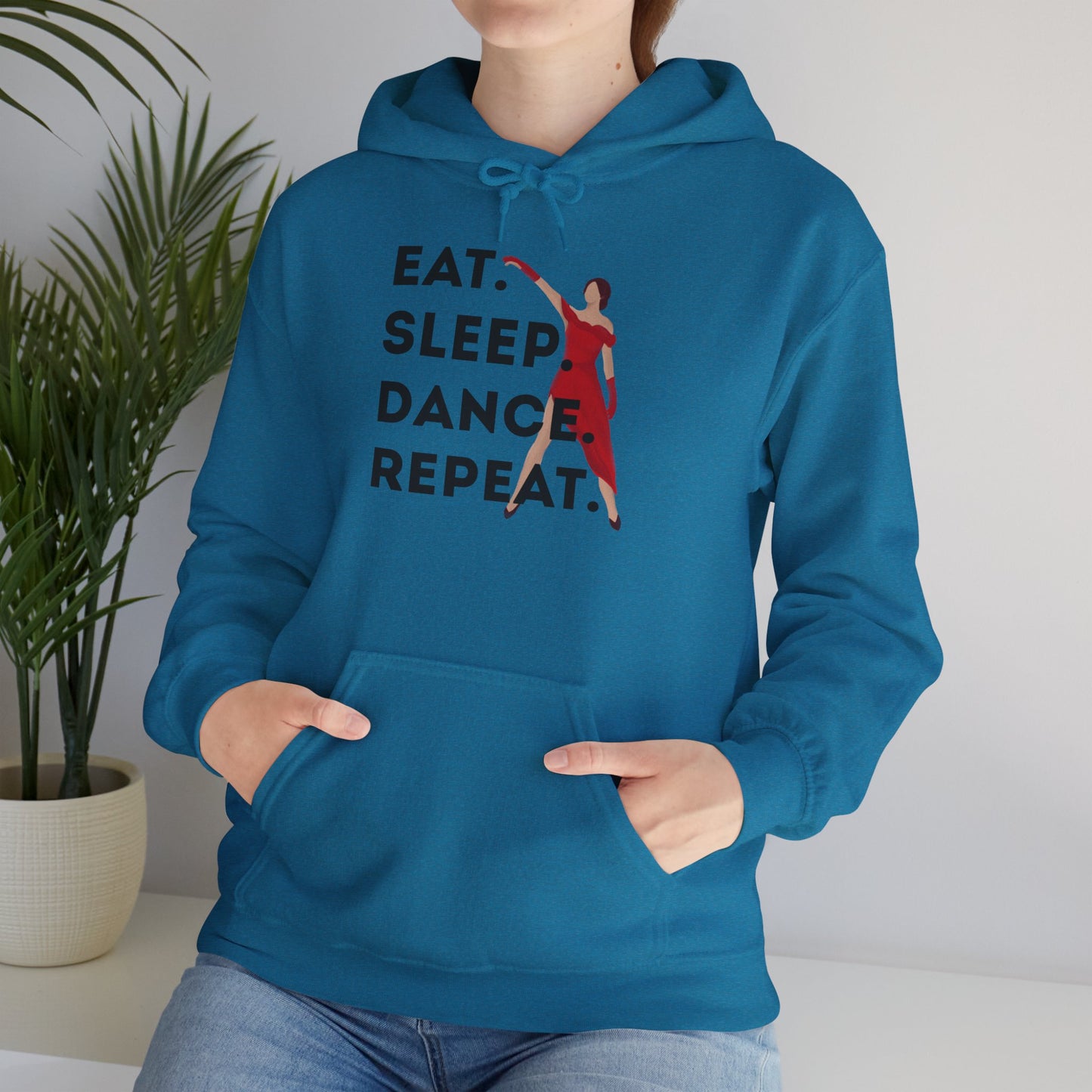 "Eat Sleep Dance Repeat" Unisex Dance Hoodie – Bold Graphic Sweatshirt for Dancers