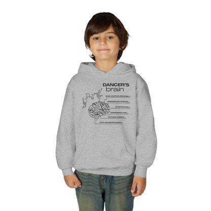 “Dancer’s Brain” Unisex Youth Hoodie with Funny Dance Brain Graphic – Personalized Dance Hoodie for Kids & Teens, Custom Name or Studio Option