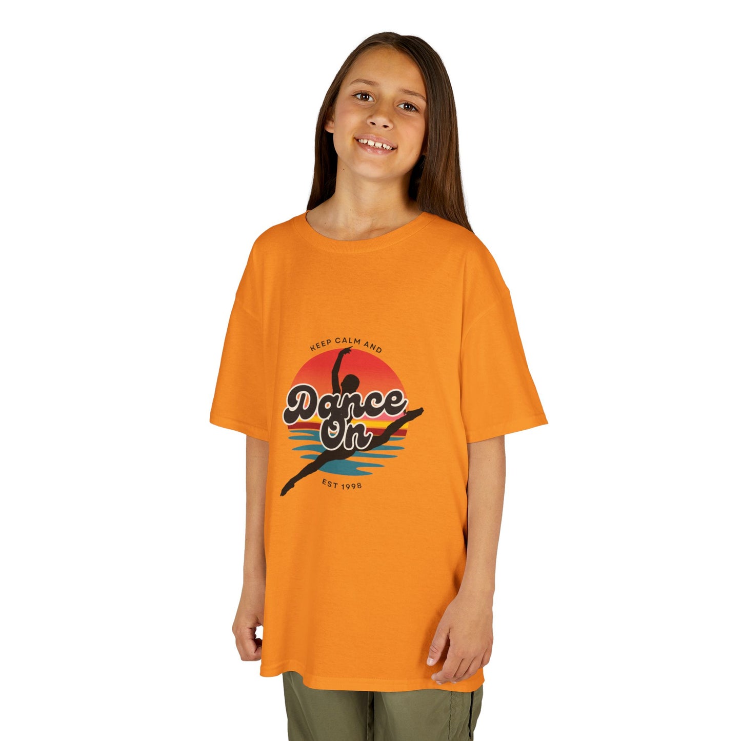 "Keep Calm and Dance On" Youth Short Sleeve Tee – Retro Graphic Dance Shirt for Kids and Young Performers