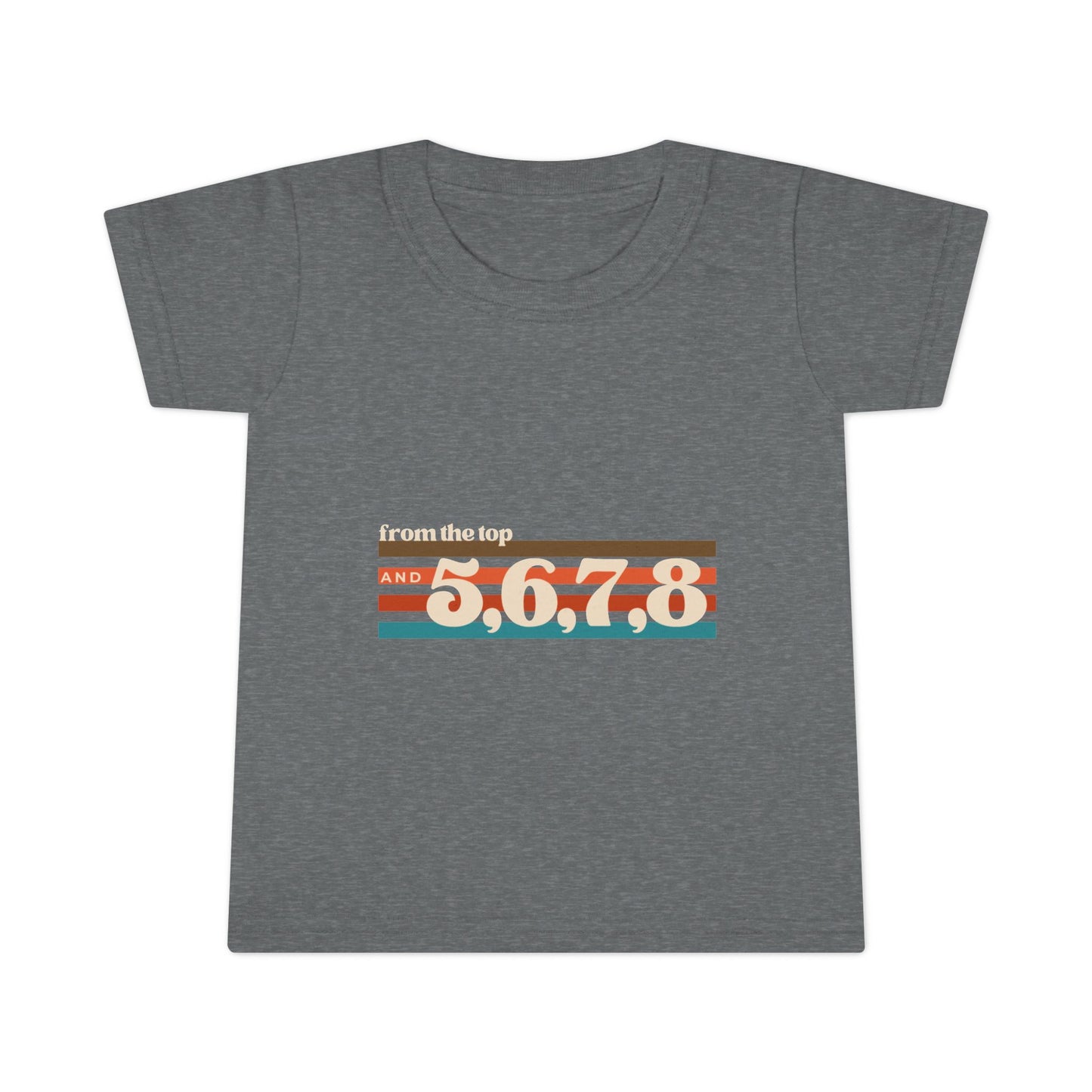 "From the Top and 5, 6, 7, 8" Toddler Dance T-Shirt – Retro Choreography-Inspired Short Sleeve Tee for Kids