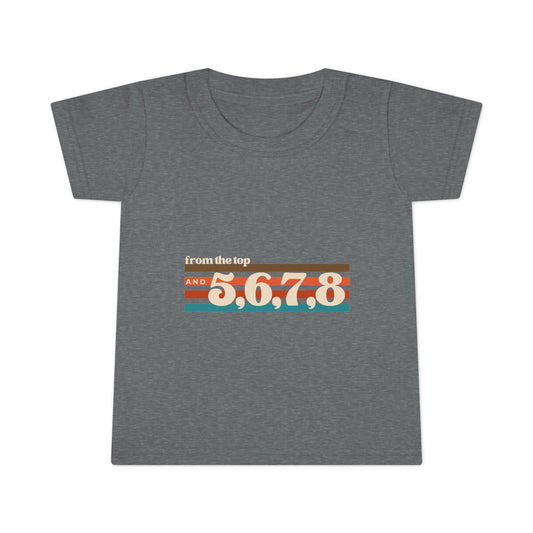 "From the Top and 5, 6, 7, 8" Toddler Dance T-Shirt – Retro Choreography-Inspired Short Sleeve Tee for Kids