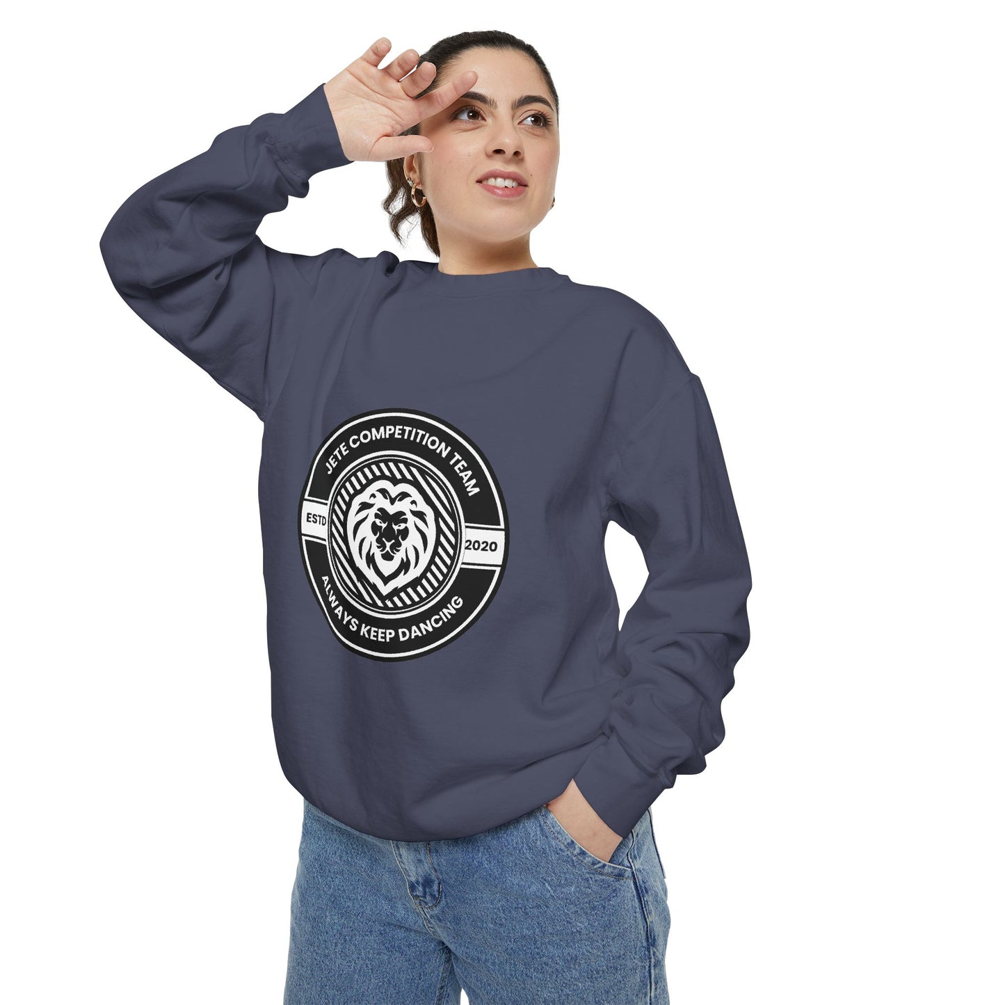 "Jeté Competition Team – Always Keep Dancing" Unisex Lightweight Crewneck Sweatshirt – Collegiate-Inspired Dance Team Pullover for Dancers & Studio Spirit Wear