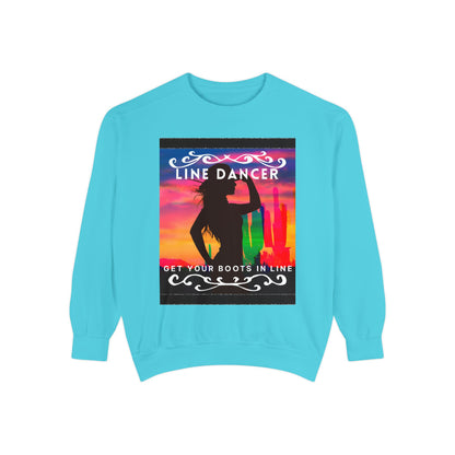 "Line Dancer, Get Your Boots in Line" Unisex Lightweight Crewneck Sweatshirt – Western Dance Graphic Pullover for Country Music & Boot Scootin’ Fans