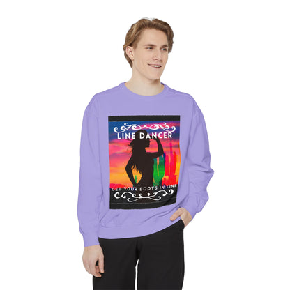 "Line Dancer, Get Your Boots in Line" Unisex Lightweight Crewneck Sweatshirt – Western Dance Graphic Pullover for Country Music & Boot Scootin’ Fans