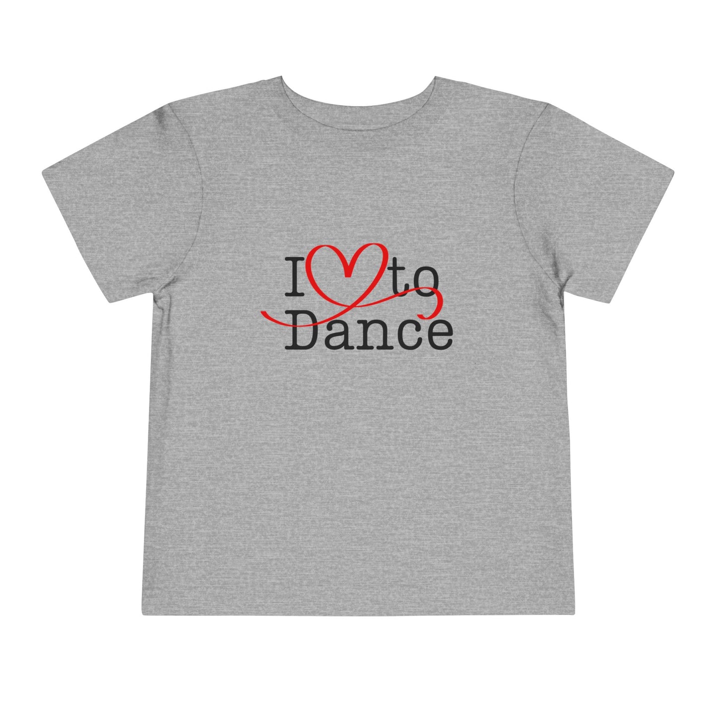 "I Love to Dance" Toddler Short Sleeve Tee – Hand-Drawn Heart Graphic Dance Lover T-Shirt