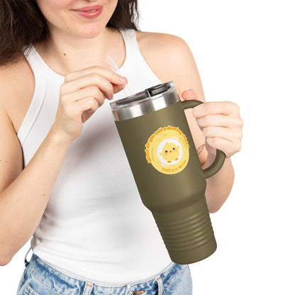 "Poultry in Motion" 40oz Insulated Travel Mug – Cute Dancing Chick Graphic | Funny Dance-Themed Stainless Steel Tumbler for On-the-Go Sipping